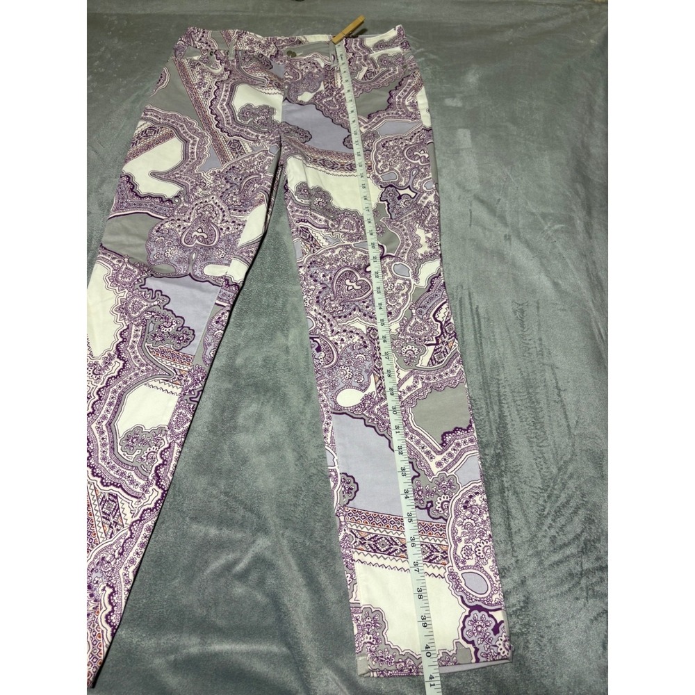 Chicos Womens Size US 10R Chico Size 1.5R White Purple Paisley Pants Jeggings - Picture 3 of 8